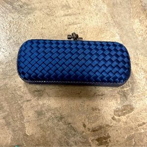 Bottega Venetta Intrecciato Satin Snakeskin Clutch